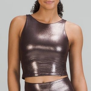 Size 2 Lululemon Brown Metallic Shimmer High Neck Tank Top